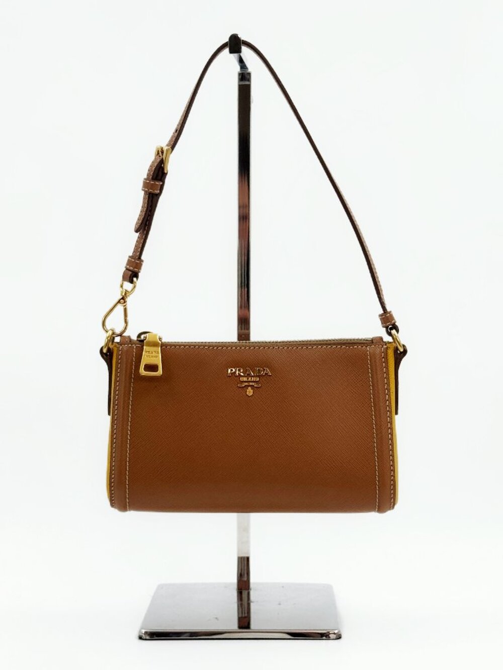 Prada Saffiano Brown Leather Small Handbag Shoulder Bag